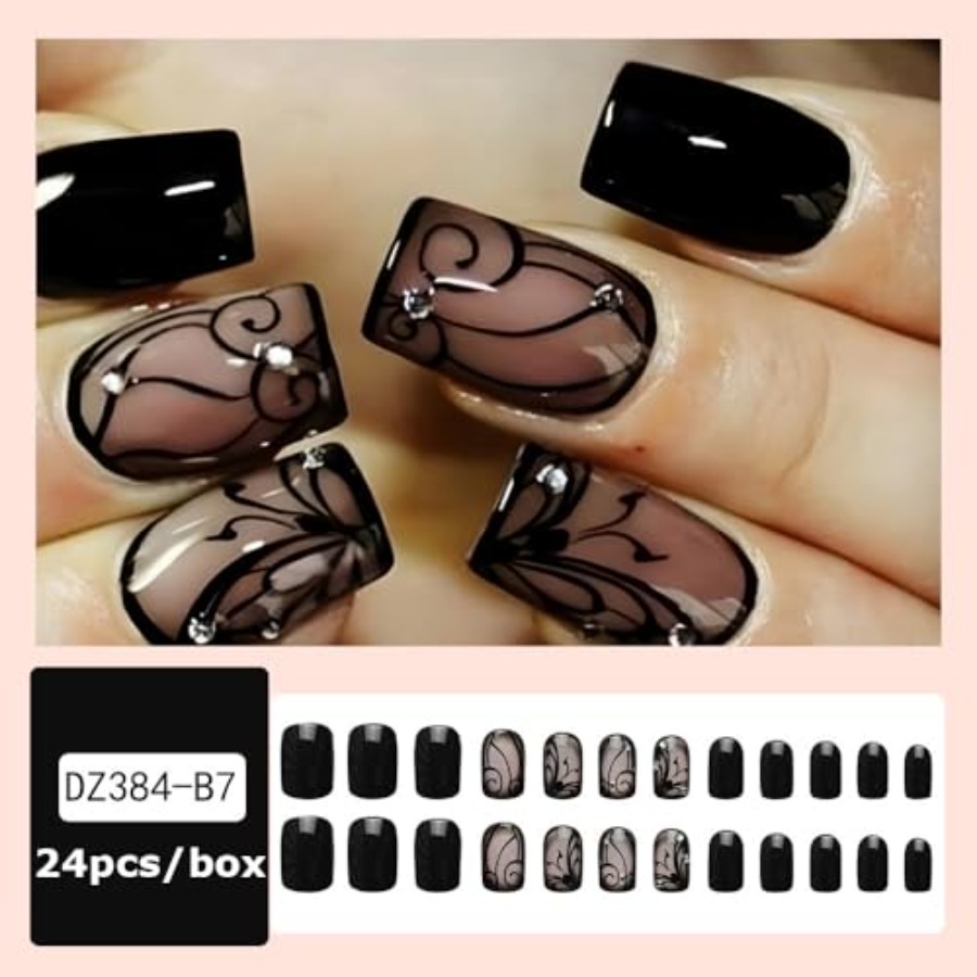 Short Square Press On Nails Nu - огляд і ціна Full Cover Adhesive
